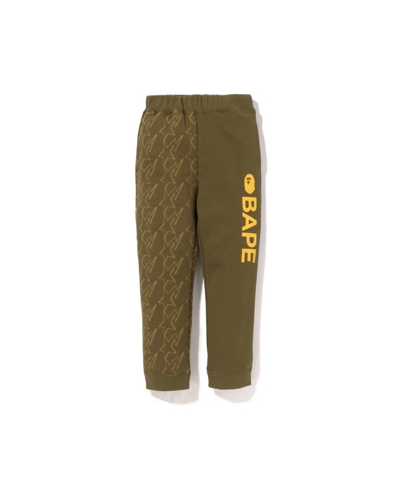 Pantalons Bape STA Quilting Sweat Vert Enfant | UWT-13412542